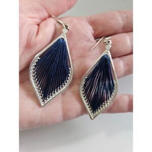 Blue and silver tone earrings